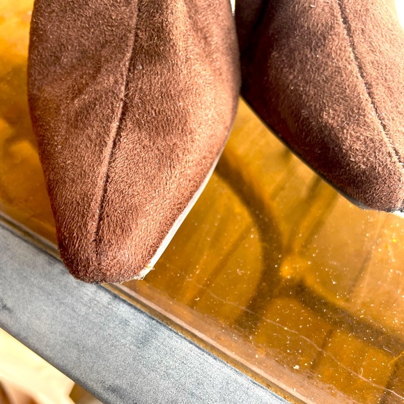 Madeline sexy boots in soft suede, Gold Buckle accent, 2.8" heel. - Picture 4 of 7